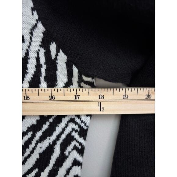 Black & White Zebra Animal Print Long Sleeve Midi Soft Sweater Shift Dress-Large - Picture 6 of 7